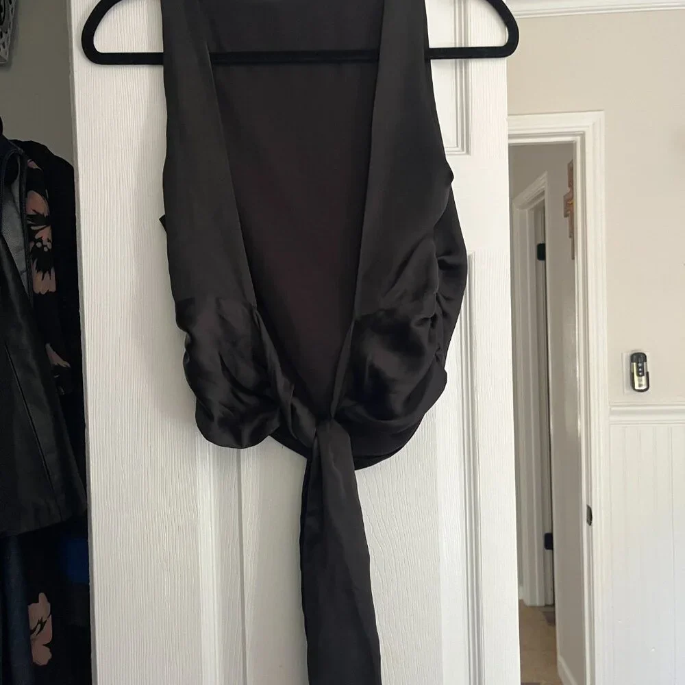 Silk Black Zara Backless Top Size M - Picture 6 of 6